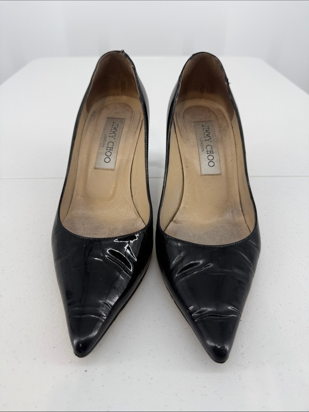 Jimmy Choo Black Patent Pointed-Toe Pumps